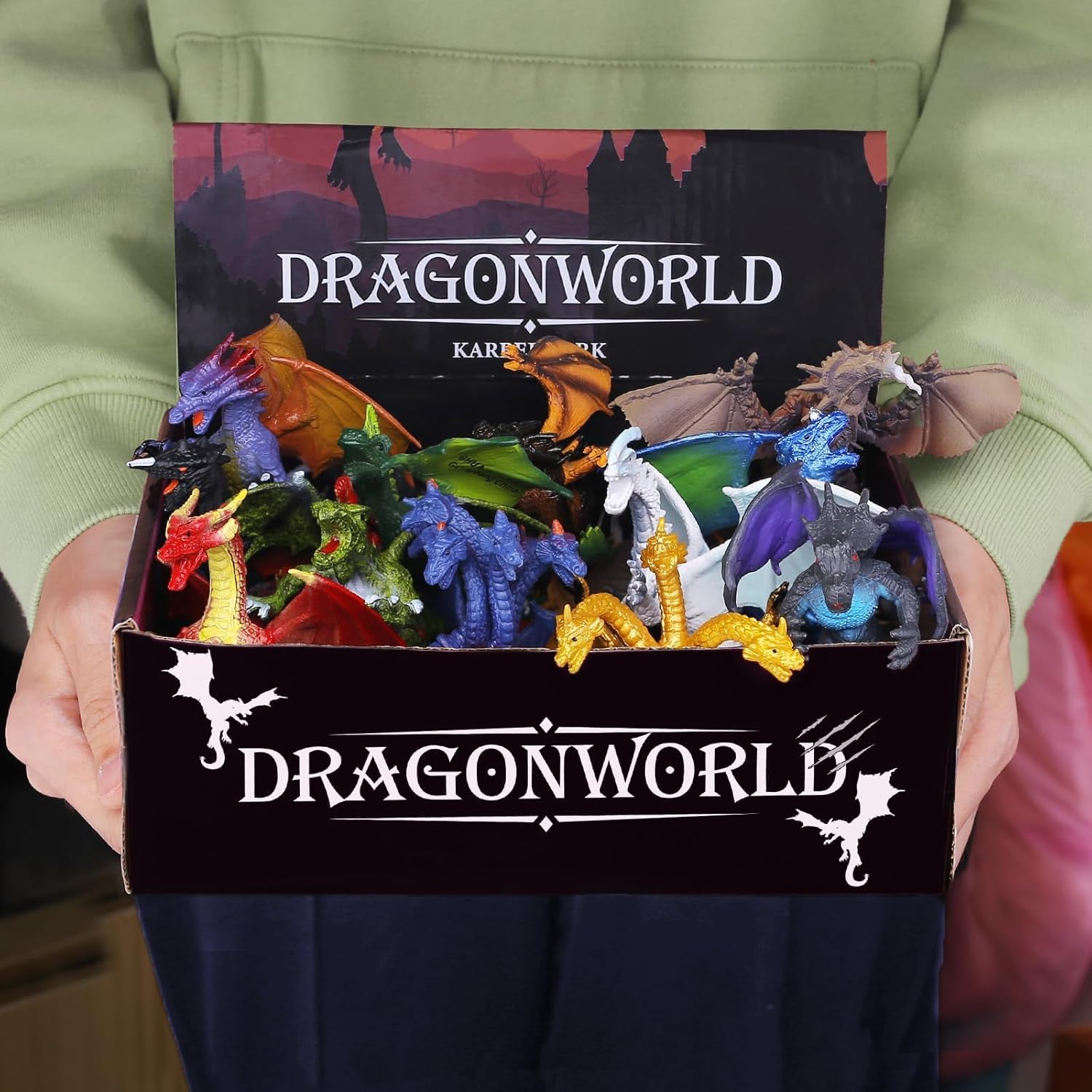 KarberDark 12 Pcs Dragon Toy Set with Gift Box, 4 Inch Realistic Mini Dragon Figures for Kids 3-5, 5-7, Party Favors, Birthday Decorations, Cake Toppers, Collectible Figurines for Boys Girls - Image 6