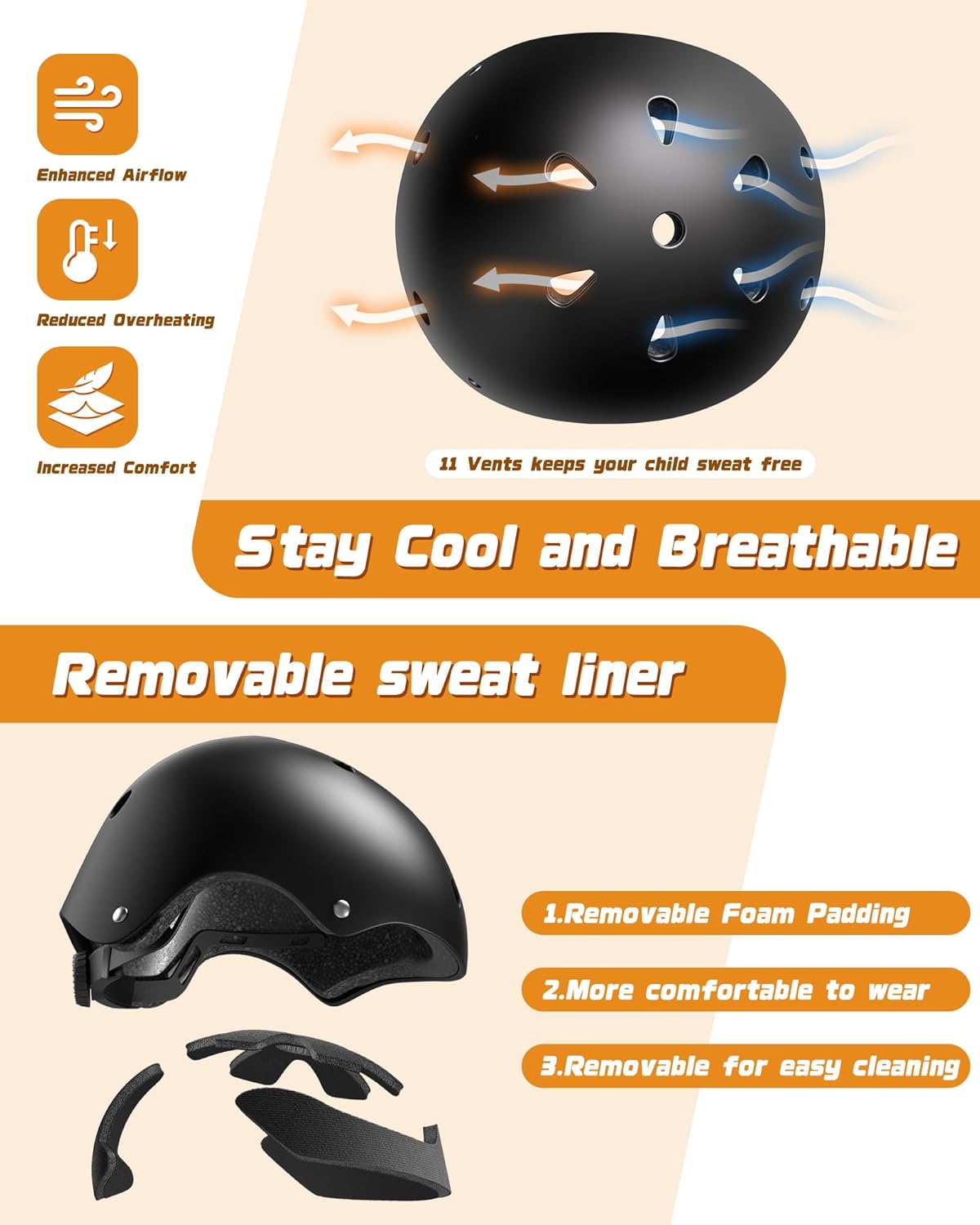 Kids Bike Helmet Set, Adjustable Helmet for Ages 2-3-5-8-14 Year Boys Girls, Toddler Pad Set with Knee and Elbow Pads for Bike, Roller, Skating, Scooter, Longboard and More Sports, 6 Color - Image 4