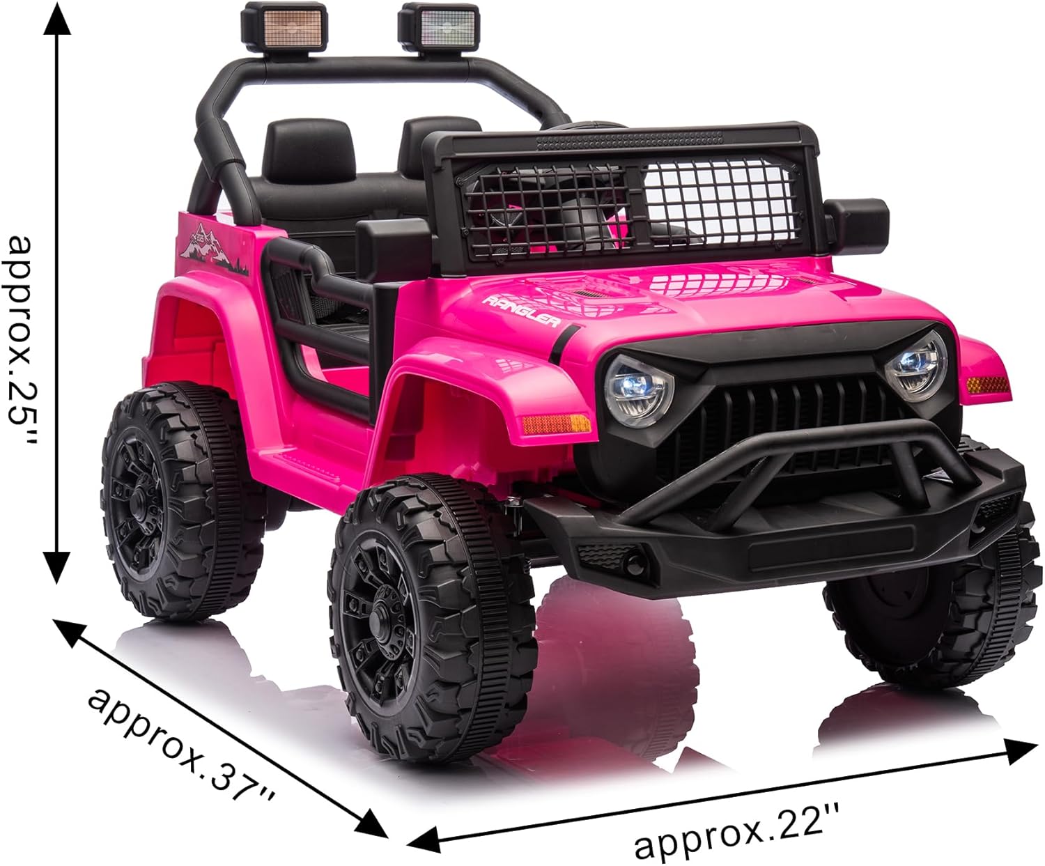 12V 7AH Kids Ride-On Truck Jeep, Electric Car with Parent Remote Control, Spring Suspension, LED Lights, Bluetooth, Music, Pink - Image 3