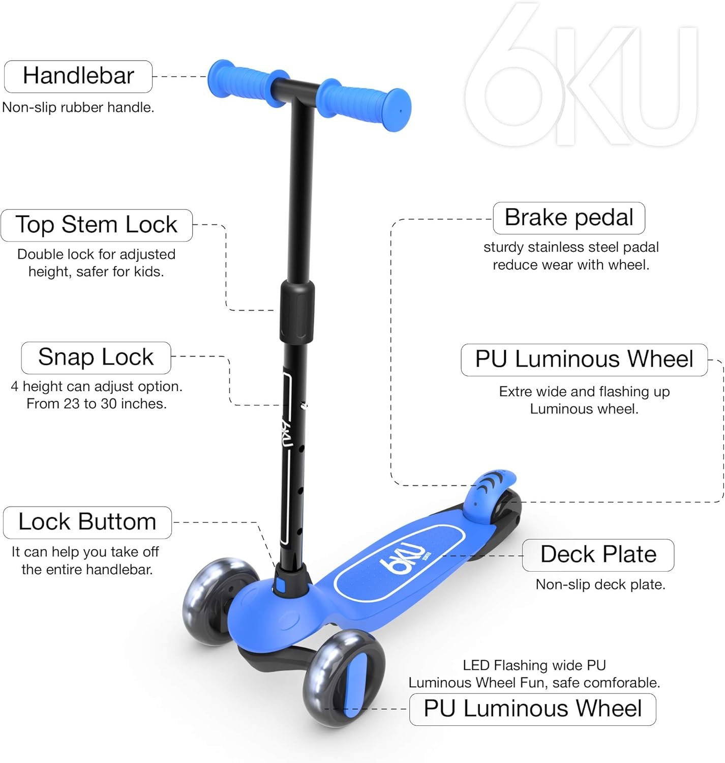 6KU Scooter for Kids Ages 3-10 with Flash Wheels, Kids Scooter 4 Adjustable Height, Toddler Scooter Extra-Wide PU LED Wheels, 3 Wheel Scooter for Kids for Girls & Boys Learn to Steer… - Image 2