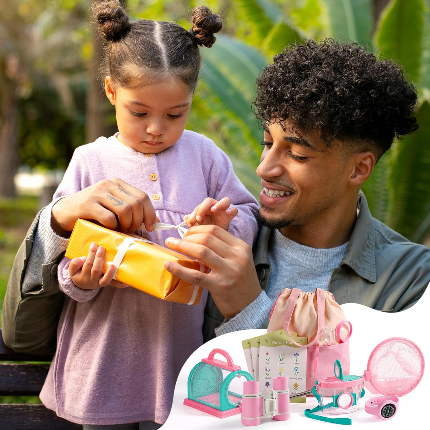 ROBOTIME Bug Catcher Kit for Kids, 12Pcs Explorer Kit, Outdoor Adventure Set with Kids Binoculars, Butterfly Net, Insect Box, Magnifying Glass and Compass Watch for Toddlers 3-12 (Pink) - Image 9