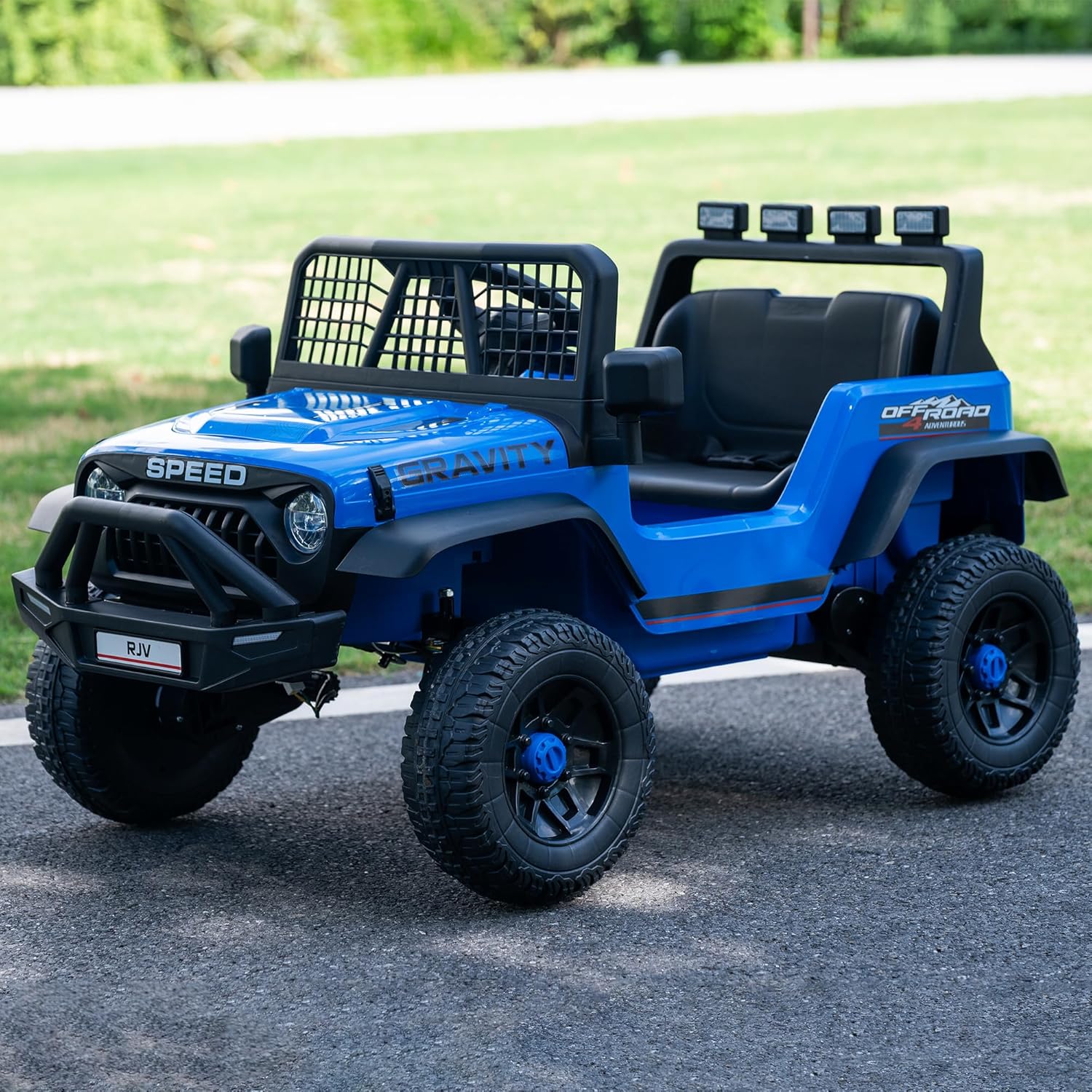 12V 7AH 4WD Kids Ride-On Truck, Electric Off-Road Car with Remote & Pedal Control, LED Lights, Music, USB, Safety Belt, 4-Wheel Suspension, Adjustable Speeds, Outdoor Gift for Boys Girls, Blue - Image 7