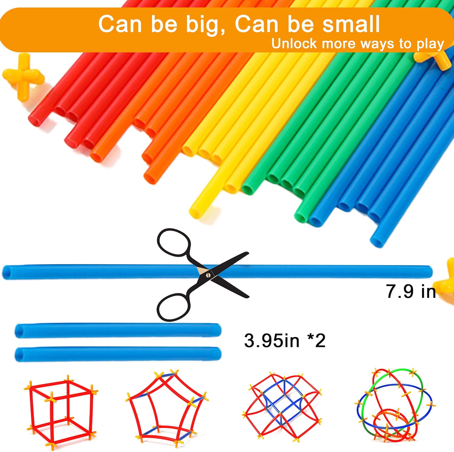 RAINBOW TOYFROG Straw Constructor Toys Stem Building Toys - 300 Pcs Connectors Toy Building Sets Kids Toys for Boys & Girls - Straw Building Set Engineering Kit - Autism Toy STEM Games - Image 3