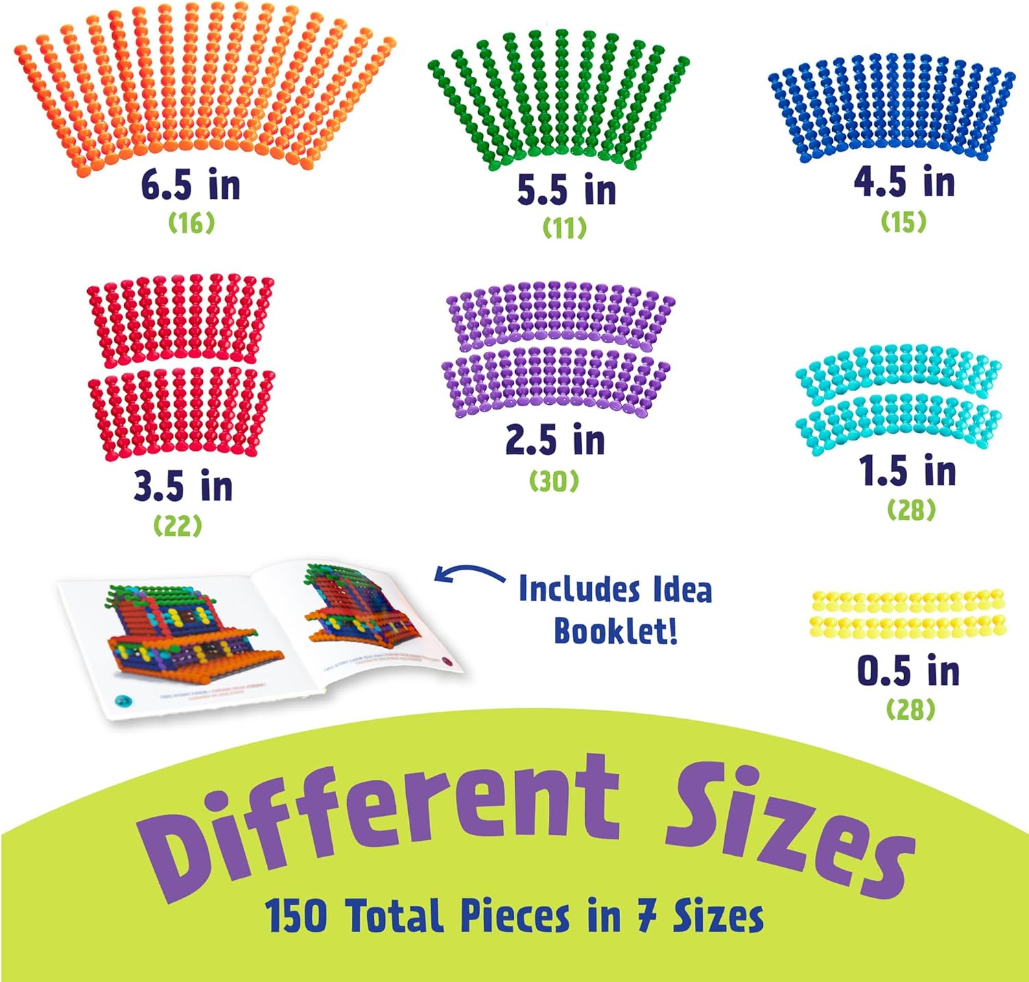 POPULAR PLAYTHINGS Playstix Construction Toy Set with Building Sticks for STEM and Classroom Use, for Kids Ages 4 and Up - 150 Piece Kit - Image 5