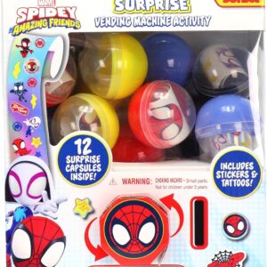 Spidey and His Amazing Friends Surprise Vending Machine Activity, 25-Pieces, Stickers, Temporary Tattoos, Kids Toys for Ages 3 Up