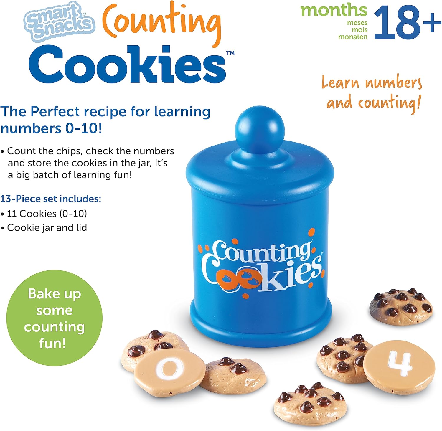Learning Resources Smart Counting Cookies - Chocolate Chip Play Food, Preschool Activities, Toddler Sensory Toy, Play Kitchen Accessories, Sorting and Stacking, Fine Motor Numbers , Math Games - Image 5