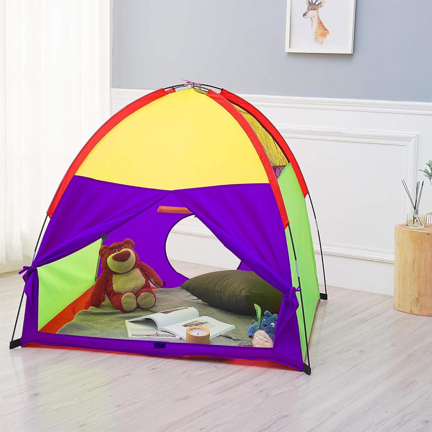 ATDAWN Kids Play Tent, Kids Pop Up Tent, Camping Playground, Indoor/Outdoor Children Playhouse for Boys and Girls, Rainbow Color - Image 6
