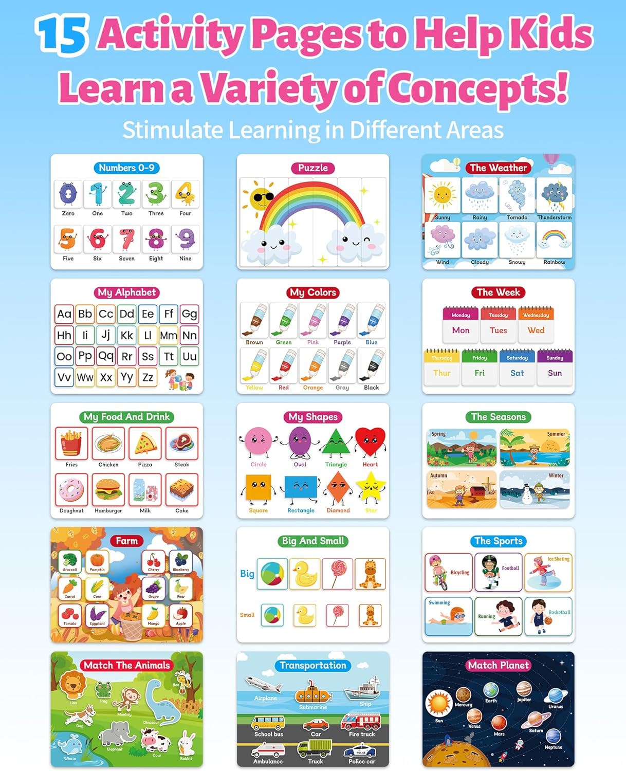 Benresive Busy Book for Toddlers 3-5, Montessori Preschool Learning Activities Book, Educational Sensory Travel Toys for Kids, Birthday Gifts for Boys Girls Ages 3+ - Image 4