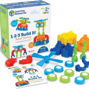 Learning Resources 1-2-3 Build It Robot Factory – Building Robots for Kids, Robot STEM Toys, Kids Engineering Toys, Toddler STEM Activity, Robots Building Kit