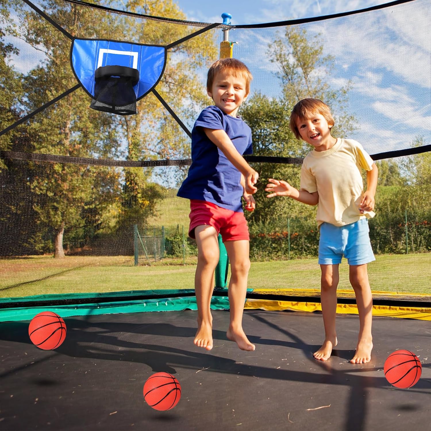 Trampoline Basketball Hoop Set, Trampoline Basketball Hoop Attachment Waterproof Basketball Goal for Trampoline Soft Basketball Game Accessories for All Ages Basketball Lovers - Image 7