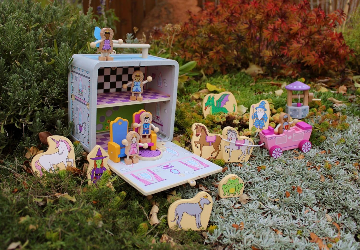 Jack Rabbit Creations Princess Suitcase Playset - 18 Pc Wooden Fantasy Set - Ages 18-36 Months - Image 5