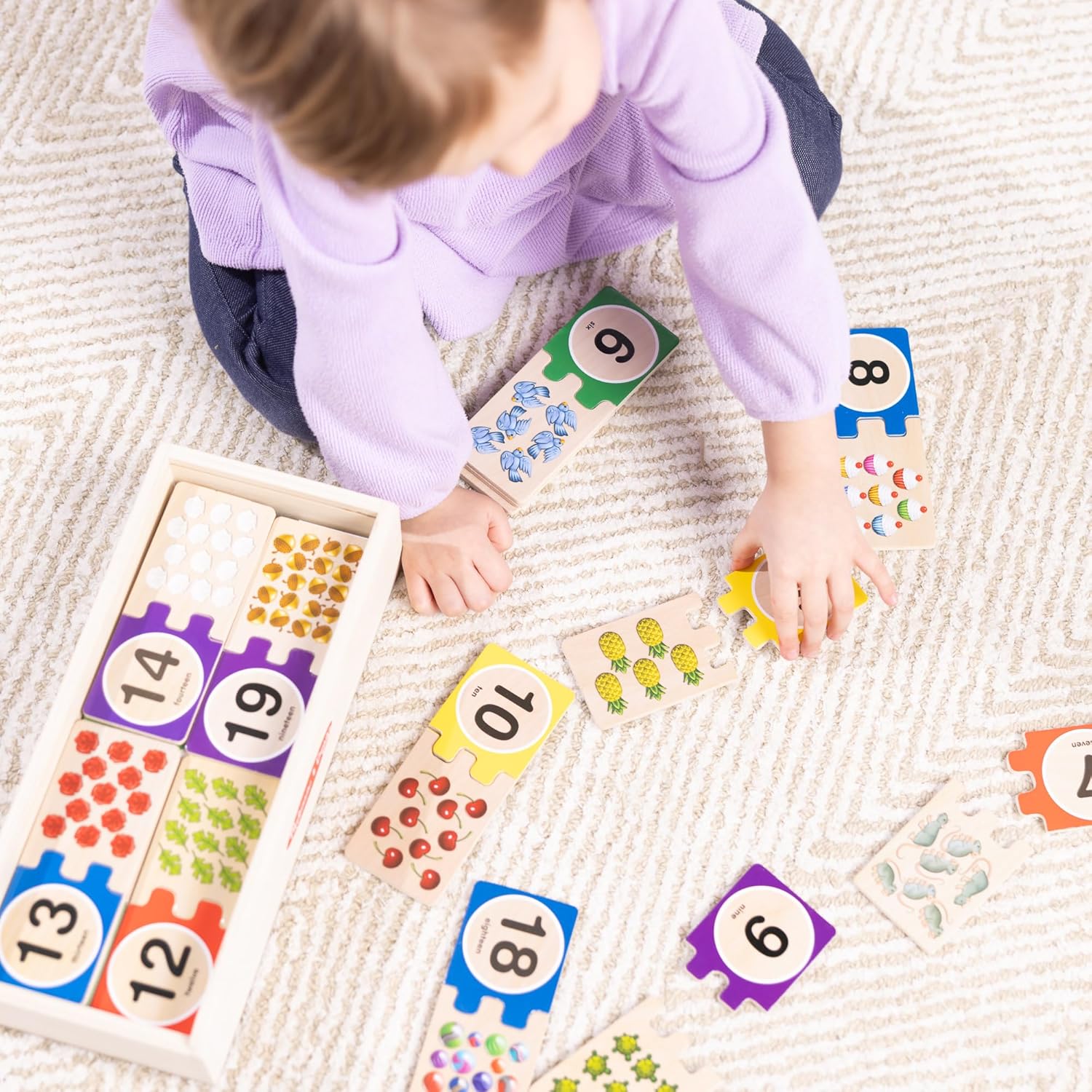 Melissa & Doug Self-Correcting Wooden Number Puzzles with Storage Box (40 pcs) - Image 2