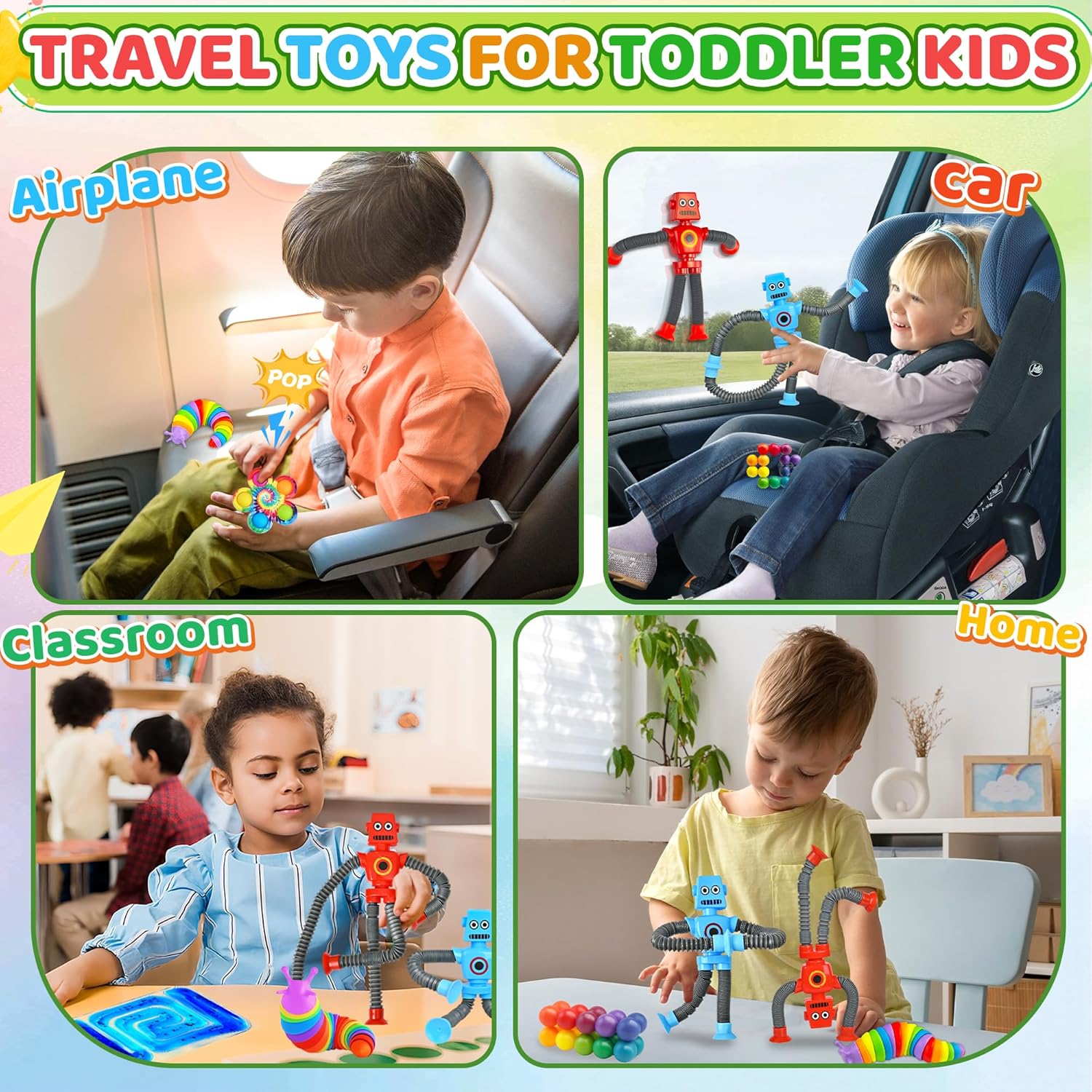 6Pack Sensory Autism Toys for Tollder Kids, Airplane Travel Road Trip Restaurant Toy for Age 3-5 5-7 Fidget Classroom Must Have Treasure Prize Autistic ADHD Easter Basket Stuffers Gifts - Image 5
