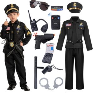 Spooktacular Creations 14PCS Halloween Police Costume for Kids, Police Officer Costume for Boys, Toddler RolePlay Party