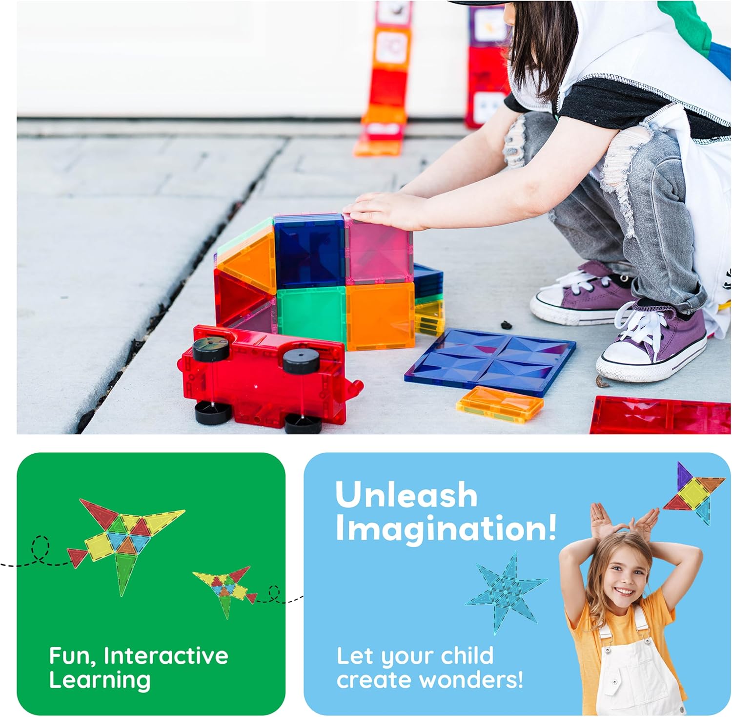 PicassoTiles 60 Piece Set 60pcs Magnet Building Tiles Clear Magnetic 3D Blocks Construction Playboards - Creativity Beyond Imagination, Inspirational, Recreational, Educational, Conventional - Image 4