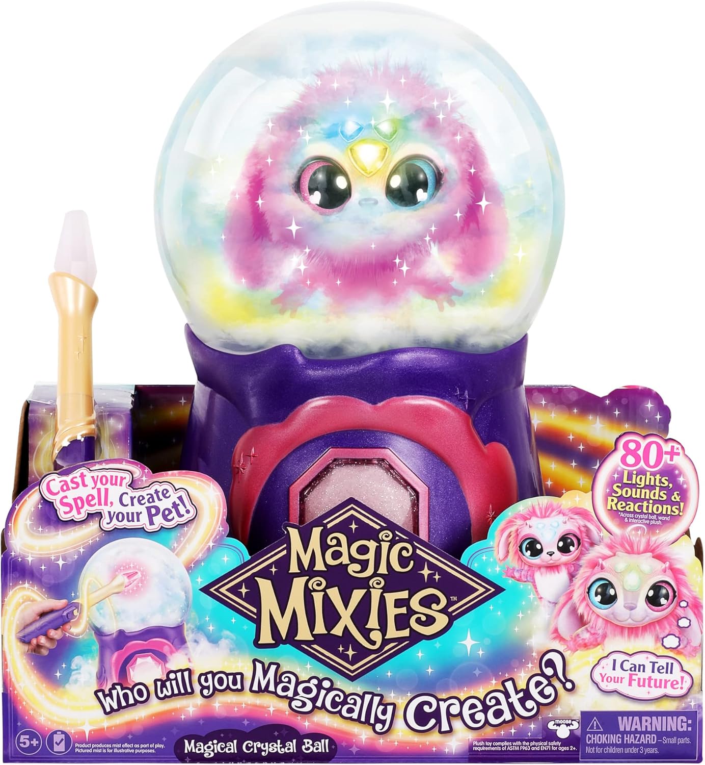Magic Mixies Magical Misting Crystal Ball with Interactive 8 inch Pink Plush Toy and 80+ Sounds and Reactions - Image 8