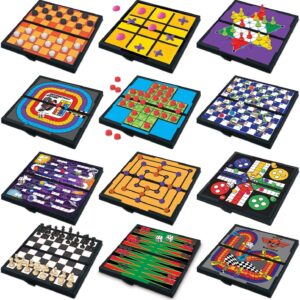 Gamie Magnetic Board Travel Games for Kids, Includes 12 Retro Fun Games – 5″ Compact Design, Individually Boxed Travel Essentials for Kids 4-8, 8-12, Road Trip/Airplane/Camping, for All Ages