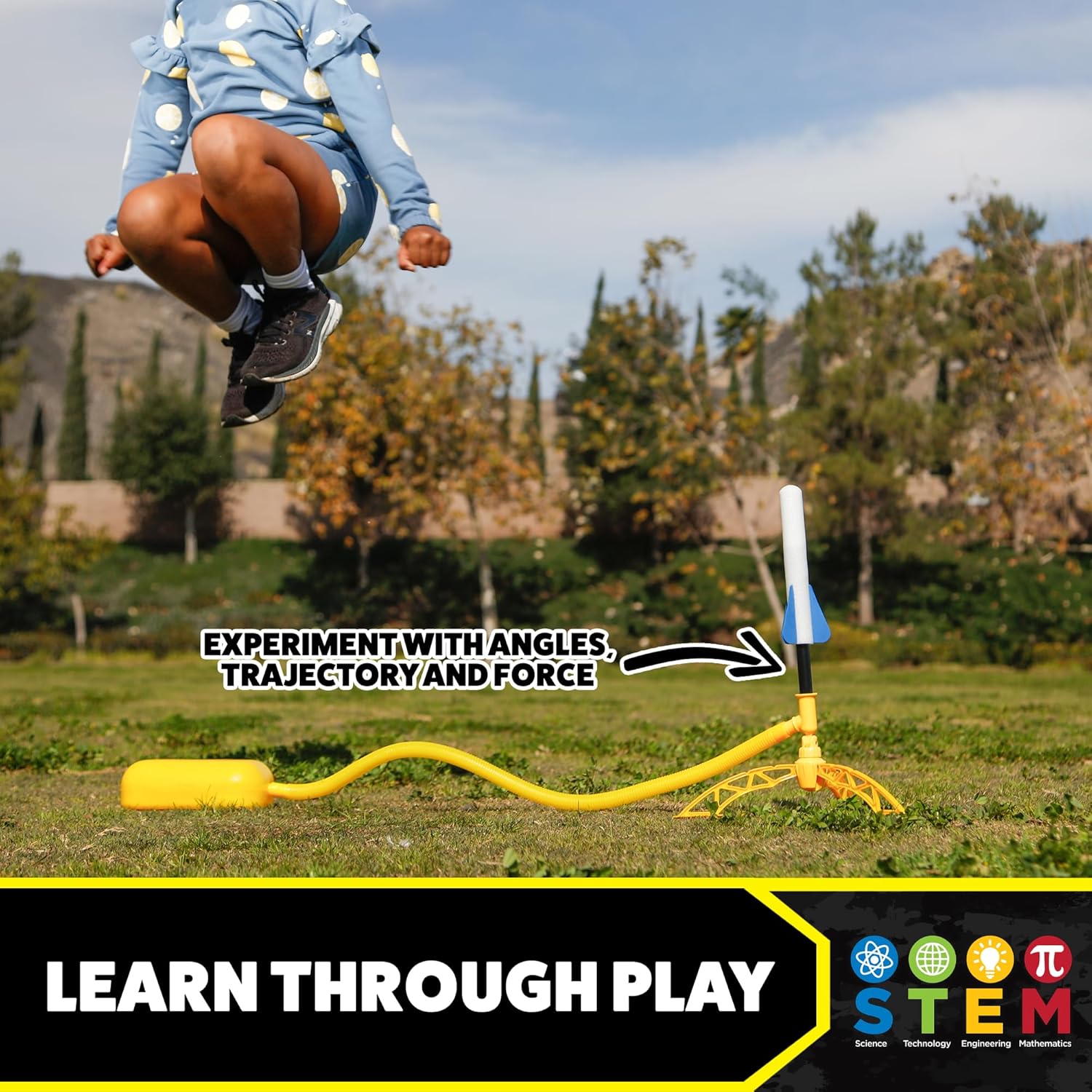Stomp Rocket Jr Glow Rocket Launcher for Kids - 4 Glow-in-The-Dark Rockets - Outdoor Fun Toy Gift for Boys & Girls - STEM Soft Foam Blaster Set Soars Up to 100 Feet - Ages 3 & Up - Image 5