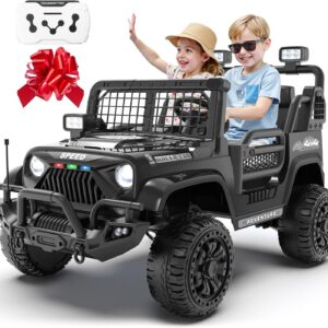 Car for Kids, XL 24V 2 Seater Ride On Electric Car w/Remote Control, 24volt Battery Powered Electric Vehicle w/ 20″ Large Seat, 130lbs Weight Capacity, Bluetooth