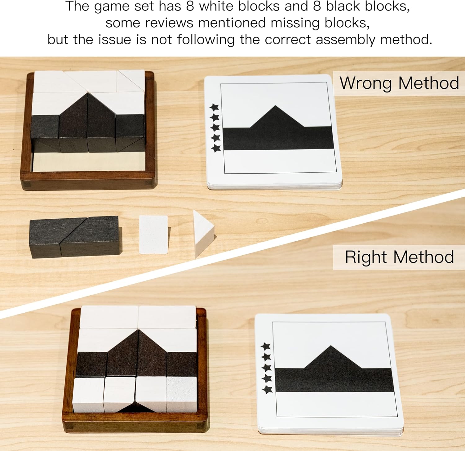Wooden Hidden Blocks Puzzle Game - 80 Brain Challenges with Solid Wood Box & Deluxe Black and White Pieces, 3D Logic & Spatial Thinking Tabletop Toy, Perfect for Family Fun & Creative Gifts - Image 5