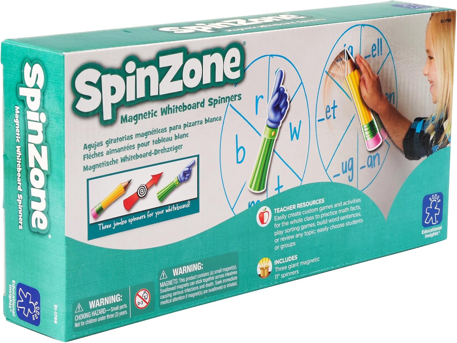 Educational Insights SpinZone Magnetic Whiteboard Spinners - Game Spinners for Classroom, DIY Game Wheel, Classroom Accessories for Dry Erase Board or Magnetic Spinner Wheel, Teacher Must-Haves