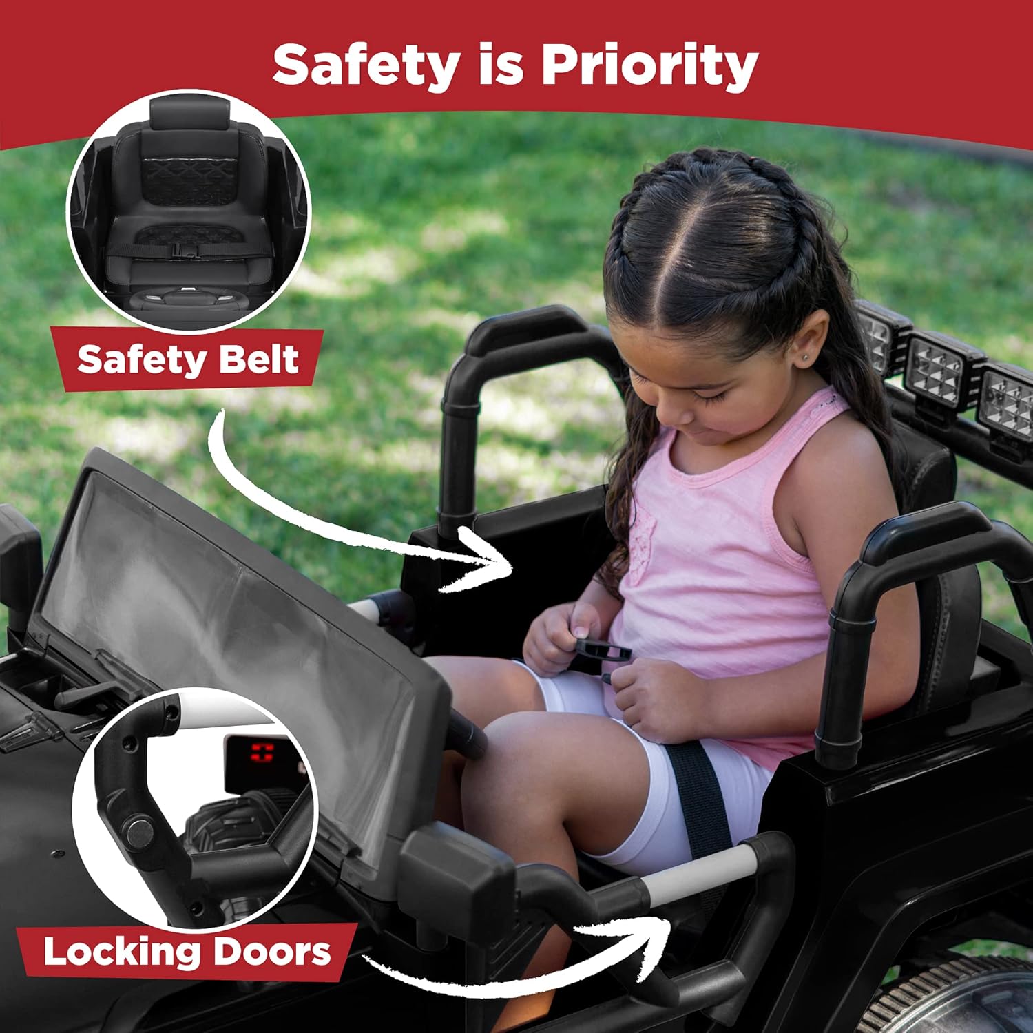 Best Choice Products Jumbo 12V Kids Electric Vehicle Toy Ride On Car with Parent Remote Control for Toddlers, Seat Harness, 65 lb Weight Capacity, Spring Suspension, 3.7 MPH Max Speed - Black - Image 5