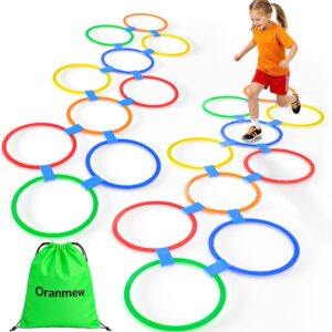 Hopscotch Rings, 2-Set – 20 Round Hoops (11-inch) + 30 Connectors, Agility Rings for Kids, Builds Gross Motor Skills, Preschool & Kindergarten PE, Indoor/Outdoor Playground Obstacle Course