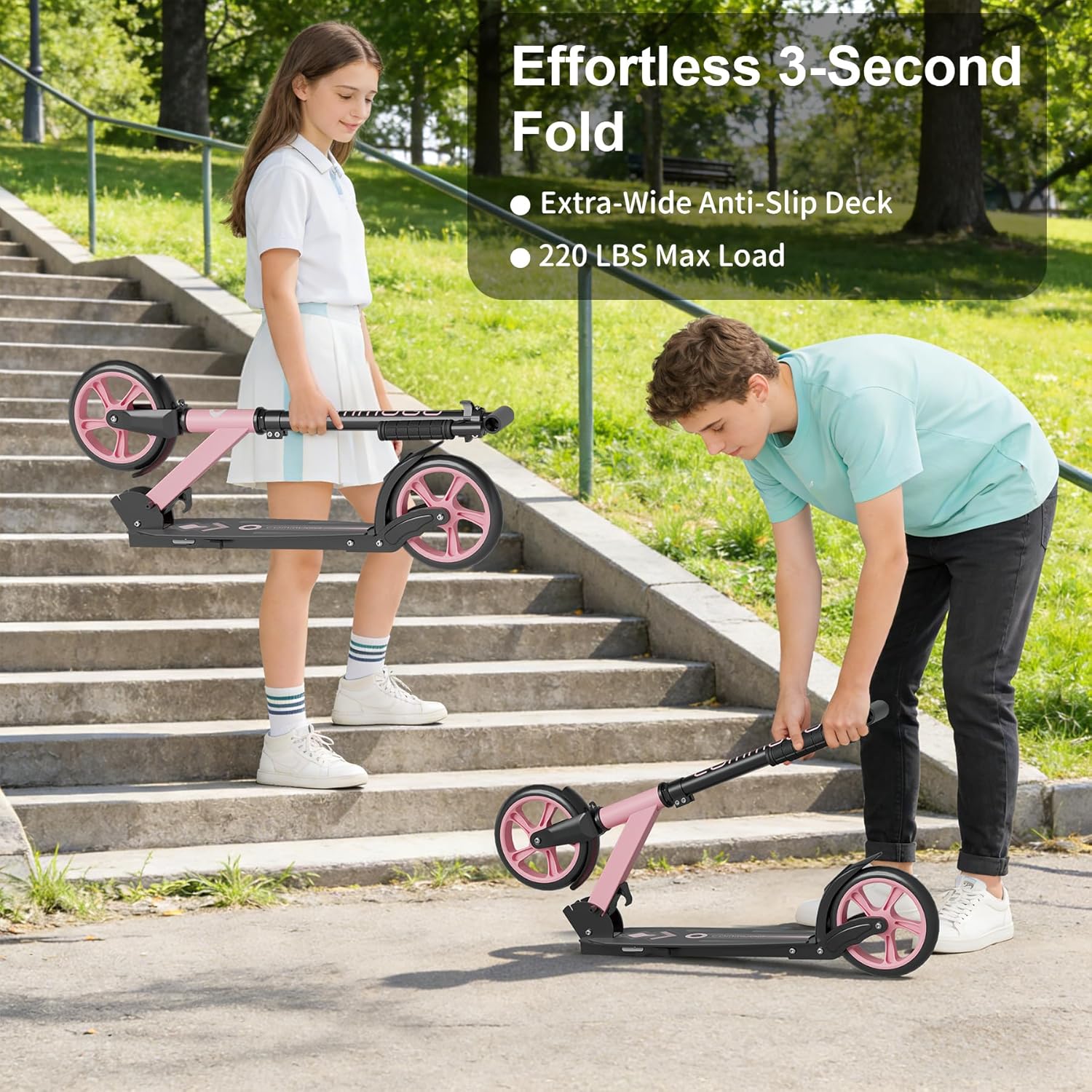 Kick Scooter for Kids 5-12, Teens, Adults, CPSC Certified Foldable Lightweight Sport Scooter with 8 Inch Wheels, Max Load 240 LBS, Gift for Childs - Image 5