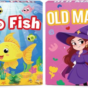 Kids Card Games, Go Fish Card Game, Old Maid Card Game, Card Games For Kids 4-8, Fun Educational Cards for Toddler 2-4 Years, Great for Family Table Travel Camping Party Classroom Games (2 Pack)