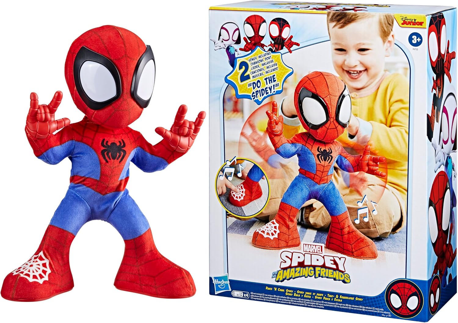 Spidey and his Amazing Friends Marvel Dance 'N Crawl Spidey, Interactive Plush Toy with 20 Phrases & Sounds, 2 Songs, Super Hero Toys for Kids 3 & Up - Image 11