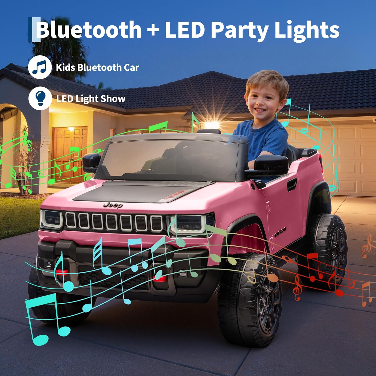 Garvee 24v Licensed Kids Ride on Car, 2 Seater Electric Truck for Big Kids with Parent Remote Control, 3 Speeds, Bluetooth Music, LED Lights for Ages 3-8 - Image 4
