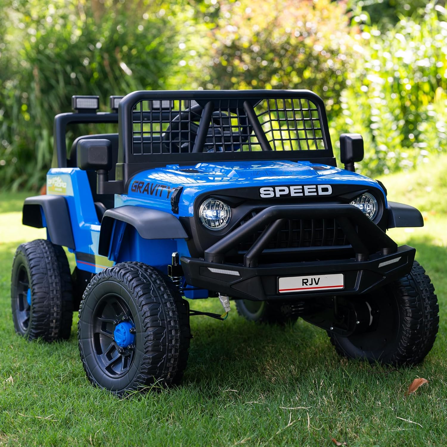 12V 7AH 4WD Kids Ride-On Truck, Electric Off-Road Car with Remote & Pedal Control, LED Lights, Music, USB, Safety Belt, 4-Wheel Suspension, Adjustable Speeds, Outdoor Gift for Boys Girls, Blue - Image 9