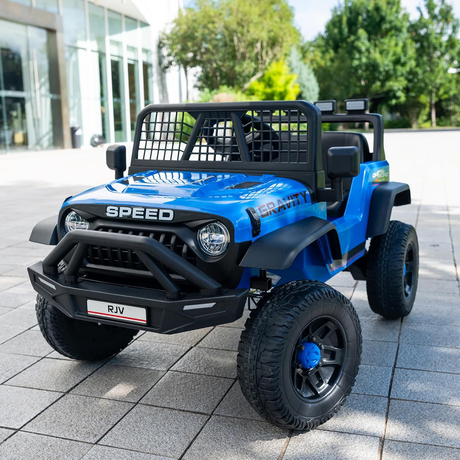 12V 7AH 4WD Kids Ride-On Truck, Electric Off-Road Car with Remote & Pedal Control, LED Lights, Music, USB, Safety Belt, 4-Wheel Suspension, Adjustable Speeds, Outdoor Gift for Boys Girls, Blue - Image 8
