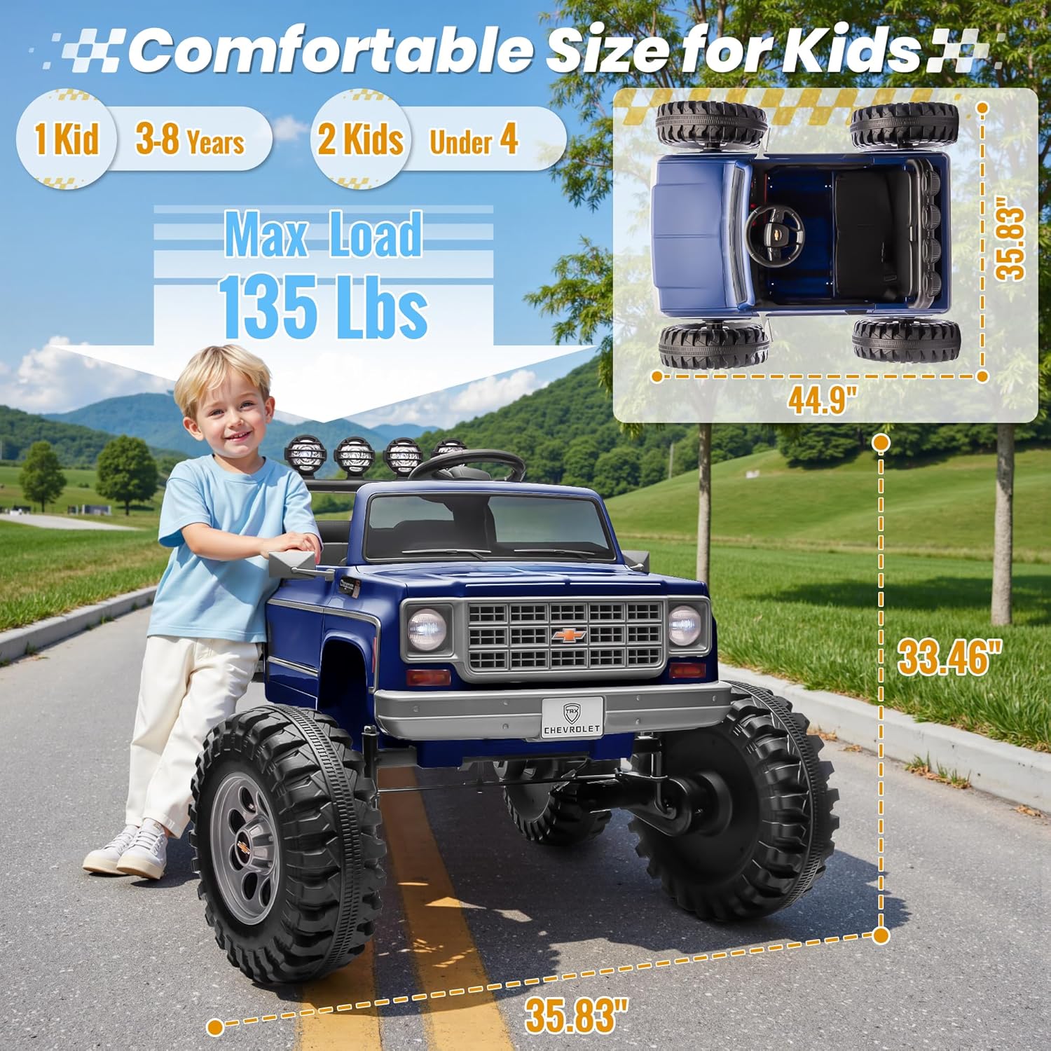 24V Ride on Licensed Chevrolet Cheyenne Truck Car w/400W Motor, 24 Volt Ride on Toys Power Big Wheels for Big Kids, Blue - Image 5