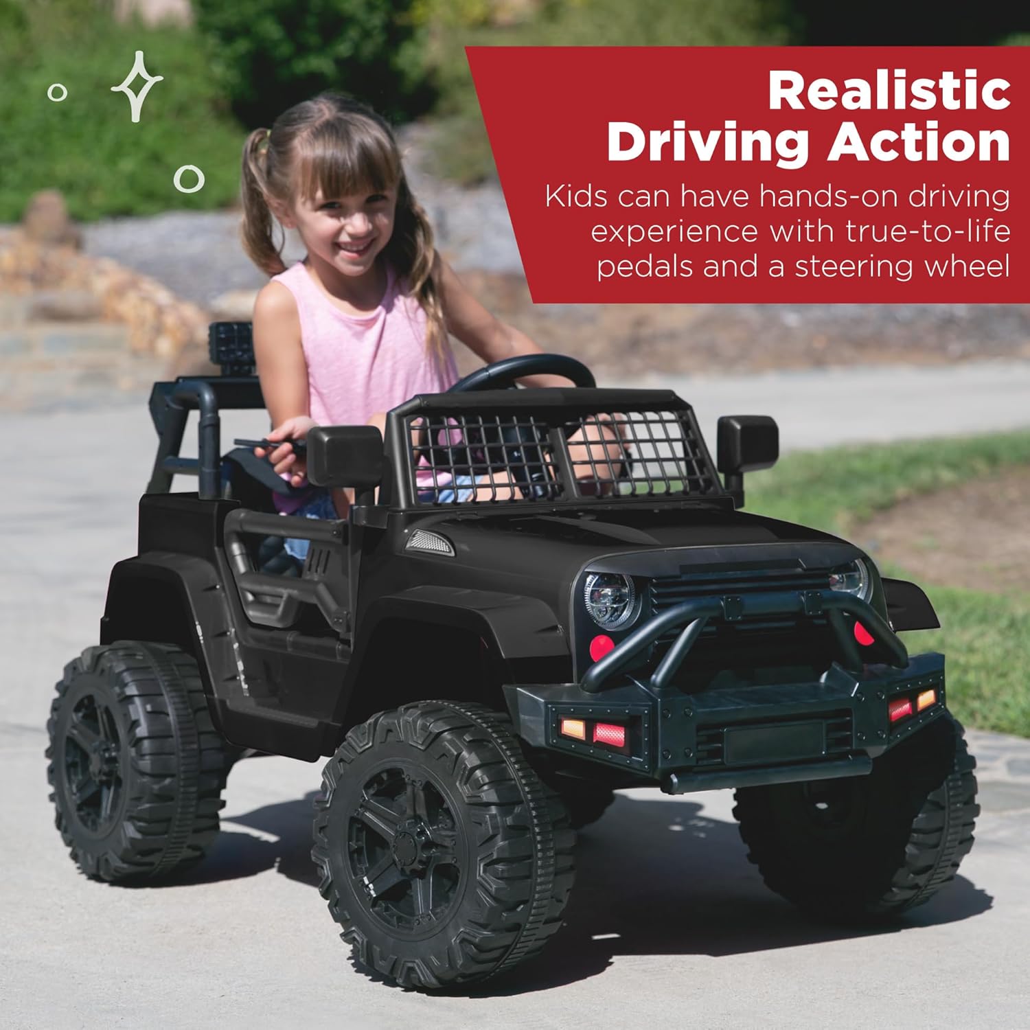 Best Choice Products 12V Kids Electric Vehicle Toy Ride On Car with Parent Remote Control for Toddlers, Seat Harness, 61 lbs Weight Capacity, Locking Doors, Spring Suspension, Bluetooth - Black - Image 2