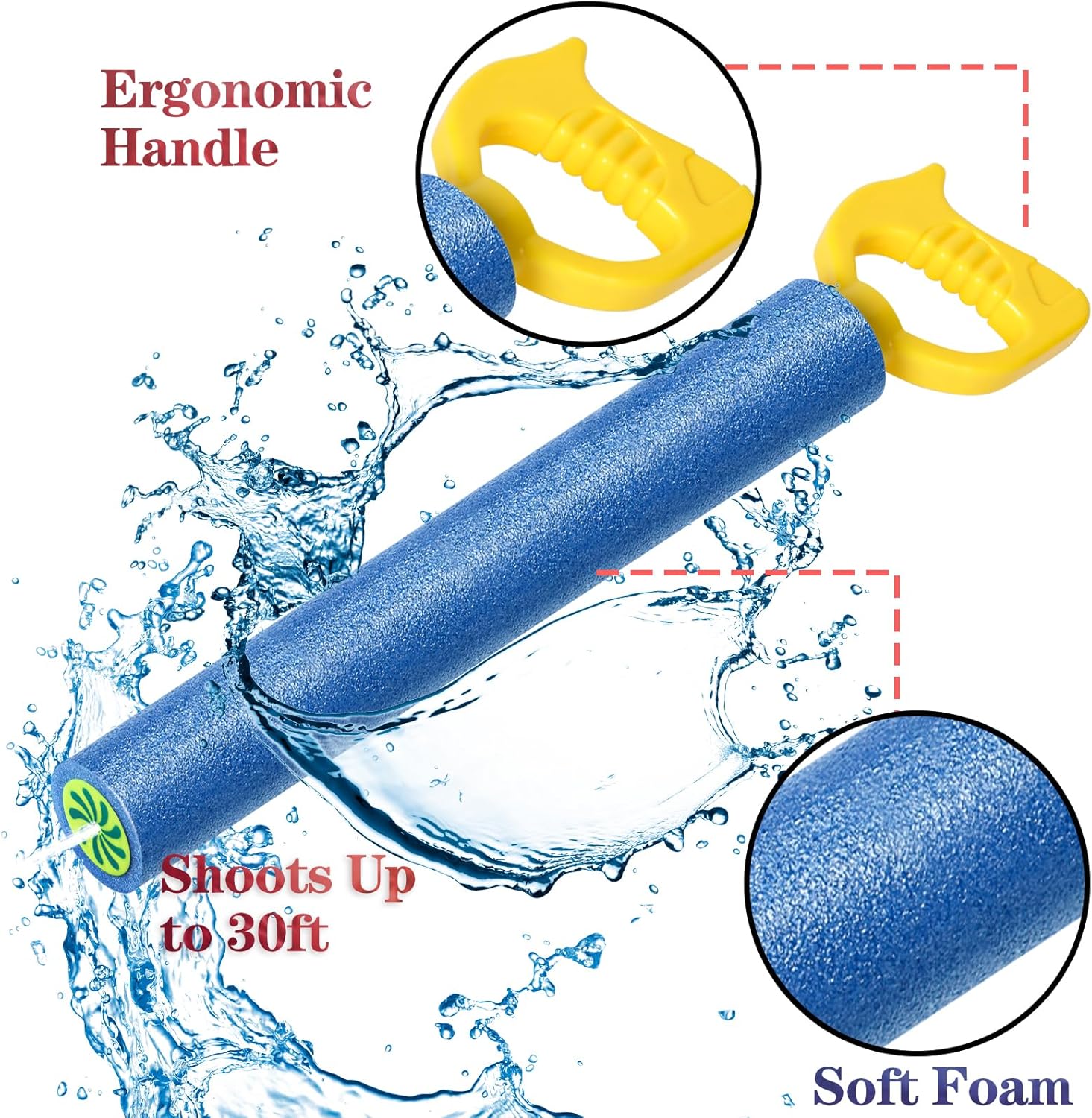 4-Pack Water Blaster Soaker Guns Set,15'' Water Guns with Plastic Handle Outdoor Swimming Pool Beach Summer Fun Party Games - Image 3