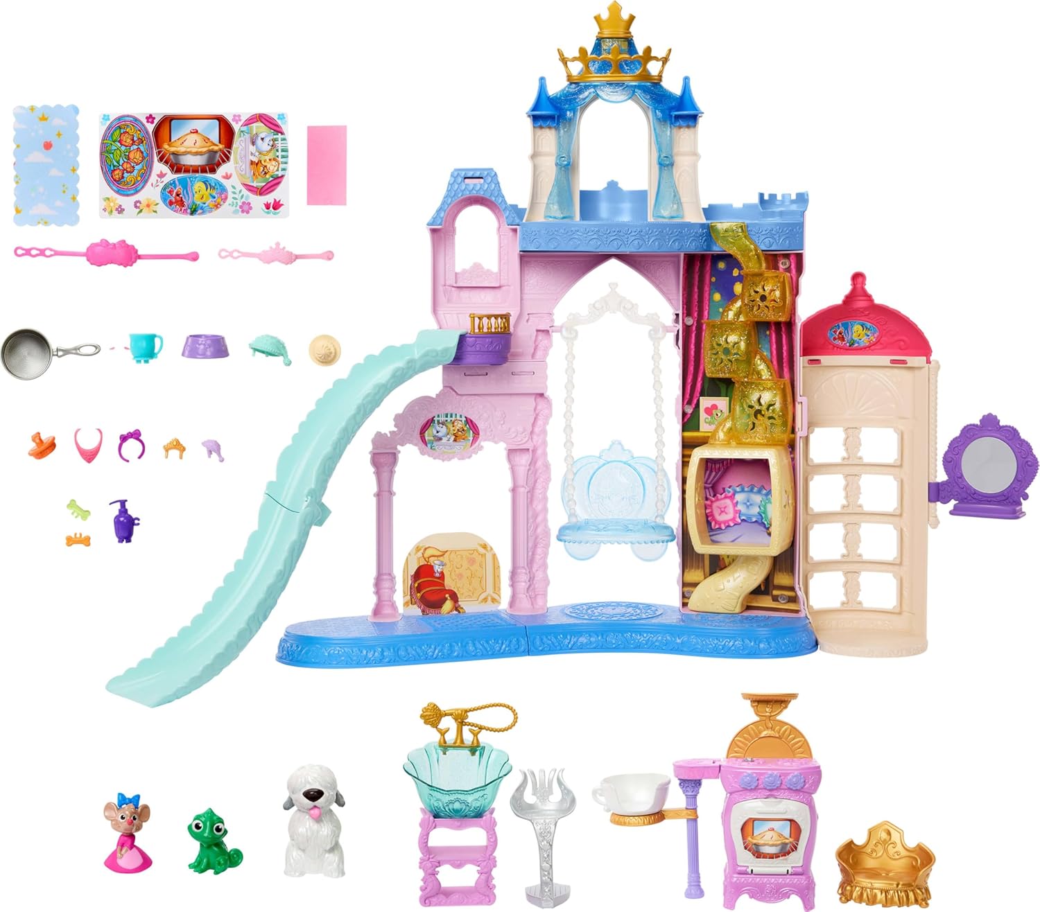 Mattel Disney Princess Pet Castle Playset with 7 Play Areas, 3 Animal Friends, Furniture & 17 Accessories, 2+ ft Tall Pet Palace, Inspired by Movies - Image 4