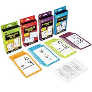 Carson Dellosa Addition, Subtraction, Division, and Multiplication Flash Cards, 4 Sets of Flashcards, Math Games for Kids 8-12, 3rd Grade Mathematics and Up