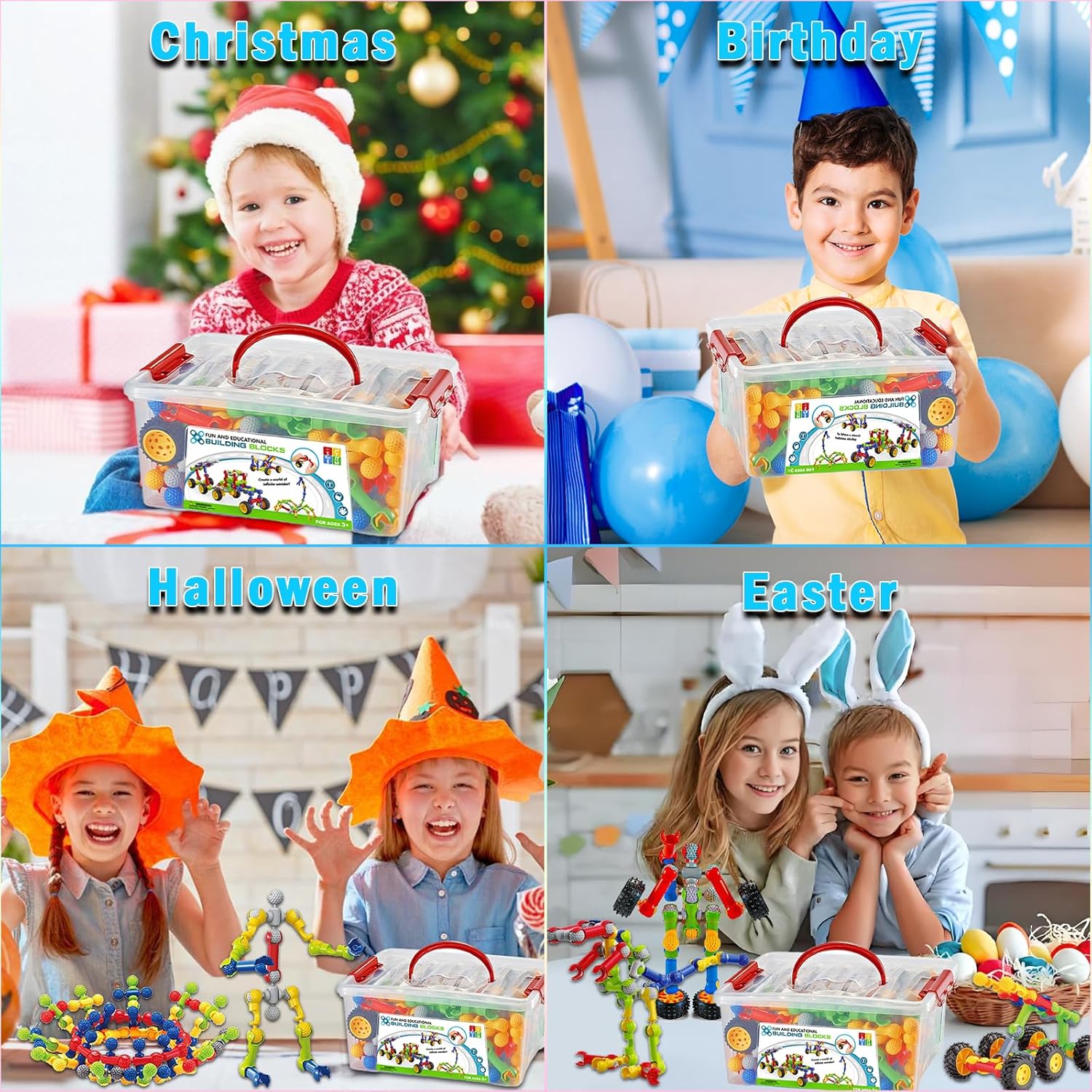 Huaker 125PCS Stem Building Toys for 3 4 5 6 7 8 Year Old Boys Girls,Kids Building Blocks Educational Creative Learning Activity with Large Storage Box,Ideal Christmas Birthday Gifts - Image 6