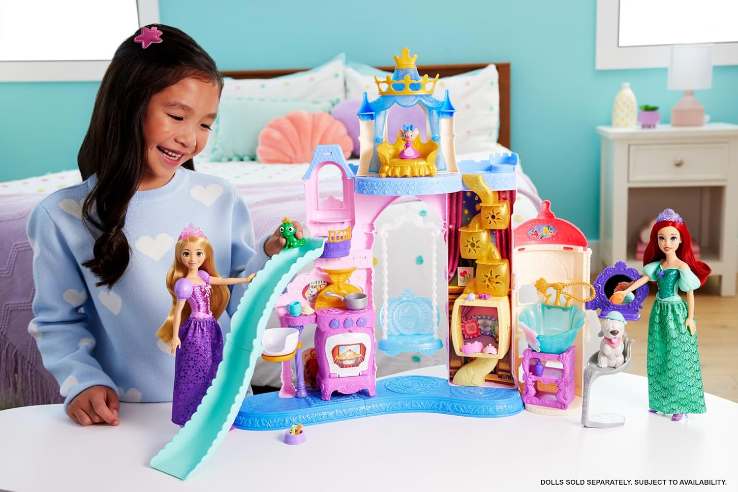 Mattel Disney Princess Pet Castle Playset with 7 Play Areas, 3 Animal Friends, Furniture & 17 Accessories, 2+ ft Tall Pet Palace, Inspired by Movies - Image 2