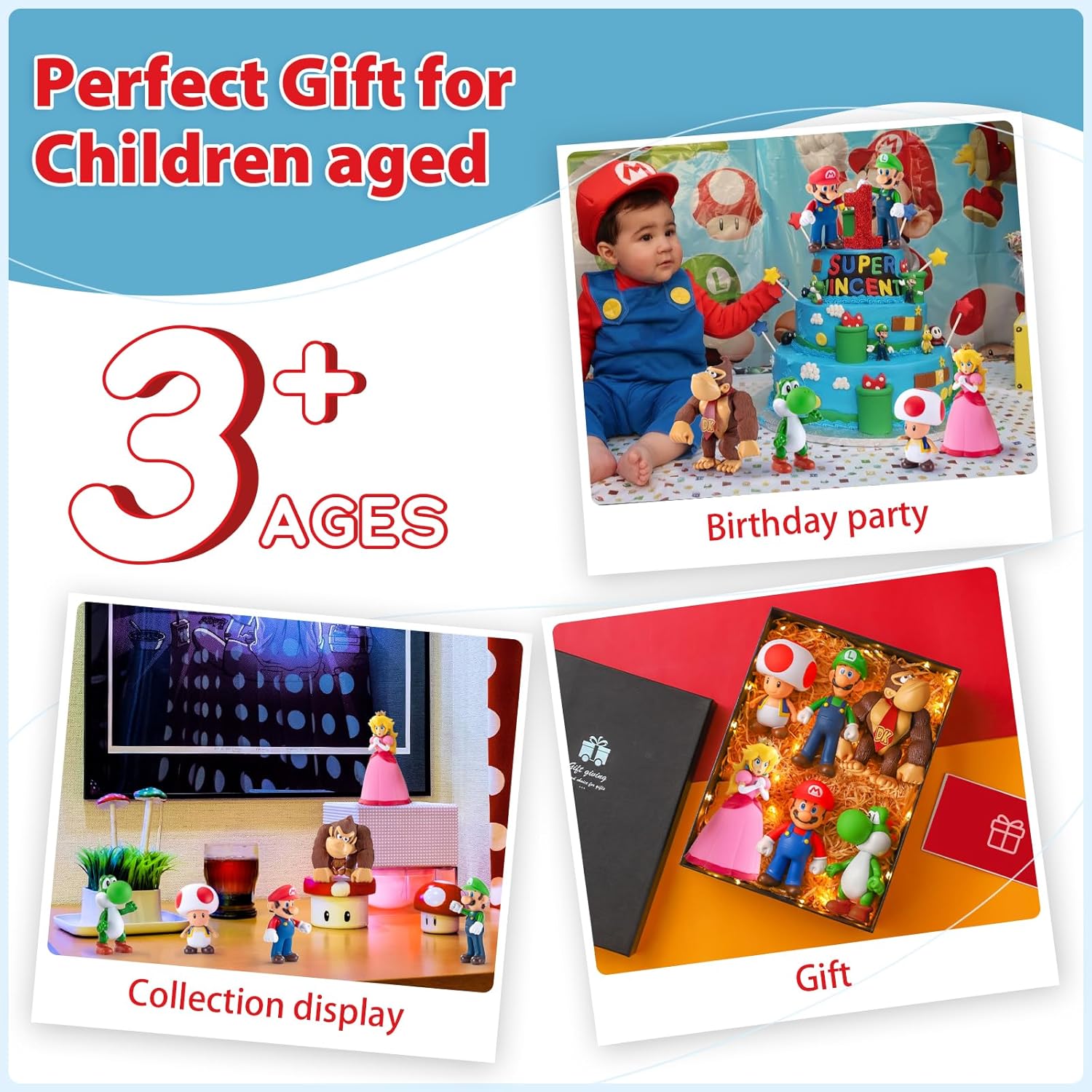 Mario Figures 6 Pack Mario Bros Toys Set Eco-Friendly PVC Mario Action Figures Gift for Kids Ages 3+, Movie Fans, Collector (4-6 Inch) - Image 6