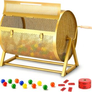 Huge Raffle Drum 18″ x 12″ Holds 10,000 Tickets, Thickened Large Raffle Ticket Spinner Box with Silent Bearings, Sealed Silicone Strip, Wooden Handle & Tripod for Large Events, Lottery, Voting