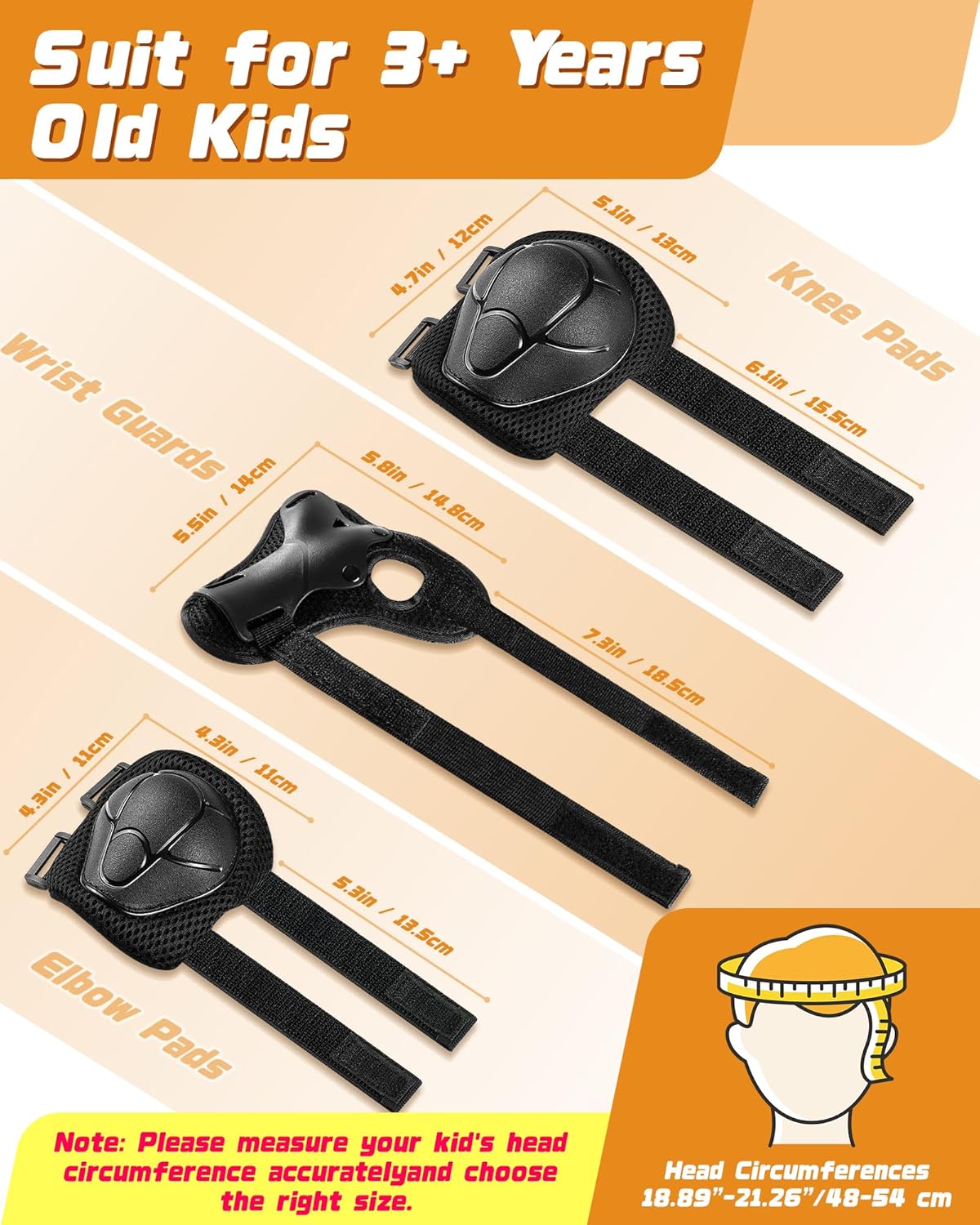 Kids Bike Helmet Set, Adjustable Helmet for Ages 2-3-5-8-14 Year Boys Girls, Toddler Pad Set with Knee and Elbow Pads for Bike, Roller, Skating, Scooter, Longboard and More Sports, 6 Color - Image 3