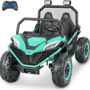 ELEMARA 24V Ride on Car for Kids, 2 Seater XL 20″ Seat Ride on Toy, 10AH 4WD Battery Powered 4.5MPH Electric Car with Remote, 3 Speeds, Music Gift for Ages 3-8