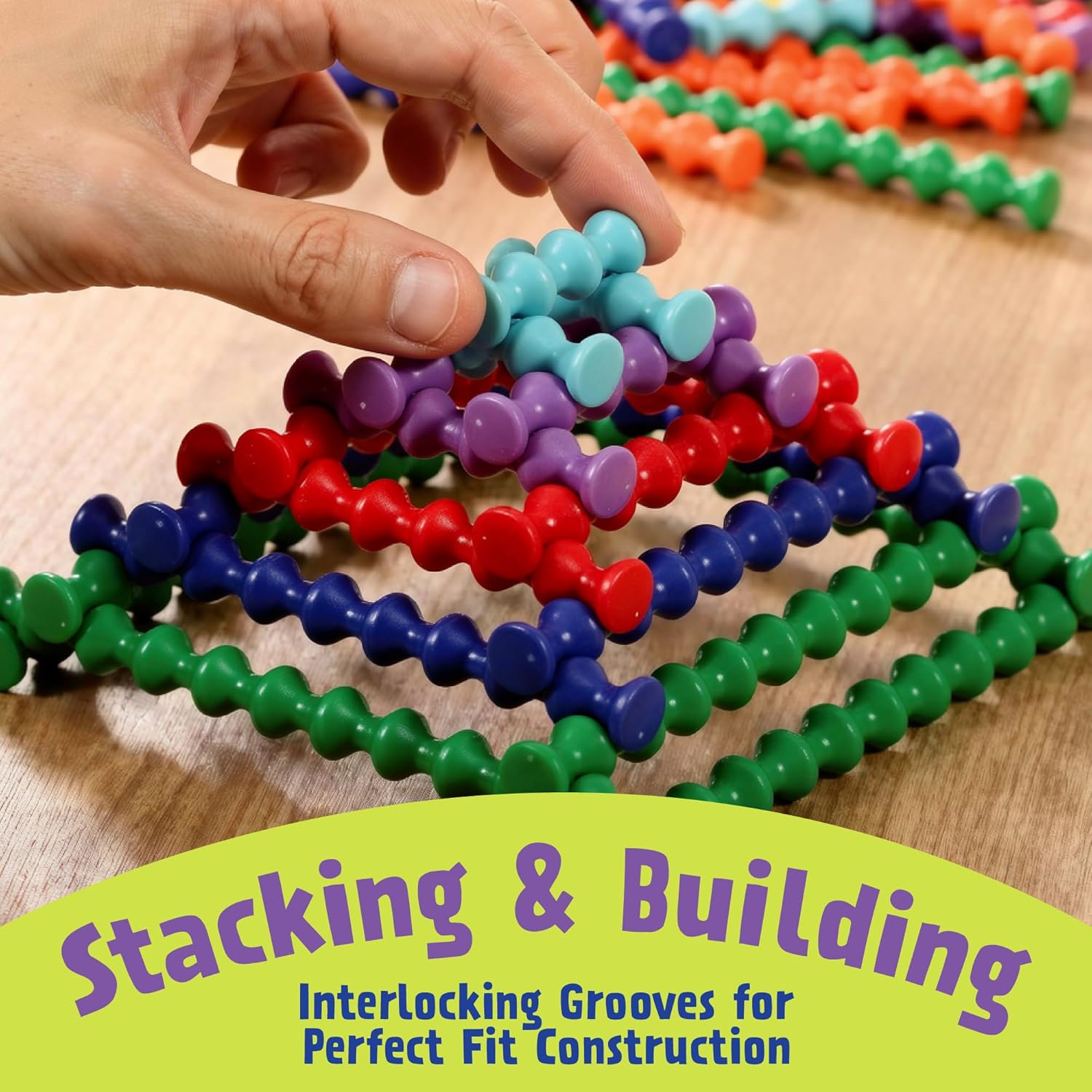 POPULAR PLAYTHINGS Playstix Construction Toy Set with Building Sticks for STEM and Classroom Use, for Kids Ages 4 and Up - 150 Piece Kit - Image 2