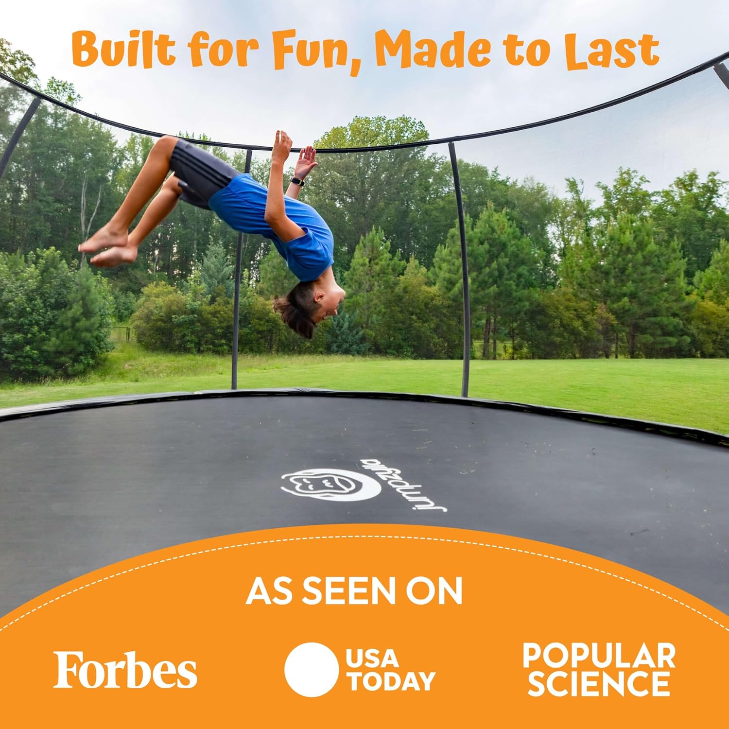 JUMPZYLLA Trampoline Outdoor 8FT 10FT 12FT 14FT 15FT 16FT with Enclosure, Non-Slip Ladder & Anti-Rust Coated Frame, ASTM Approved Recreational Backyard Large Trampoline with Net for Kids & Adults - Image 2