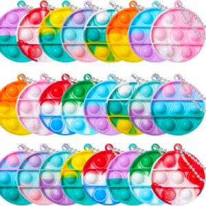 TOANWOD 24PCS Pop Fidget Toys Party Favors for Kids: Goodie Bags Stuffers Stocking Stuffers – Bulk Pop Keychain Carnival Treasure Prizes – Mini Toys Treasure Box for Kids Classroom