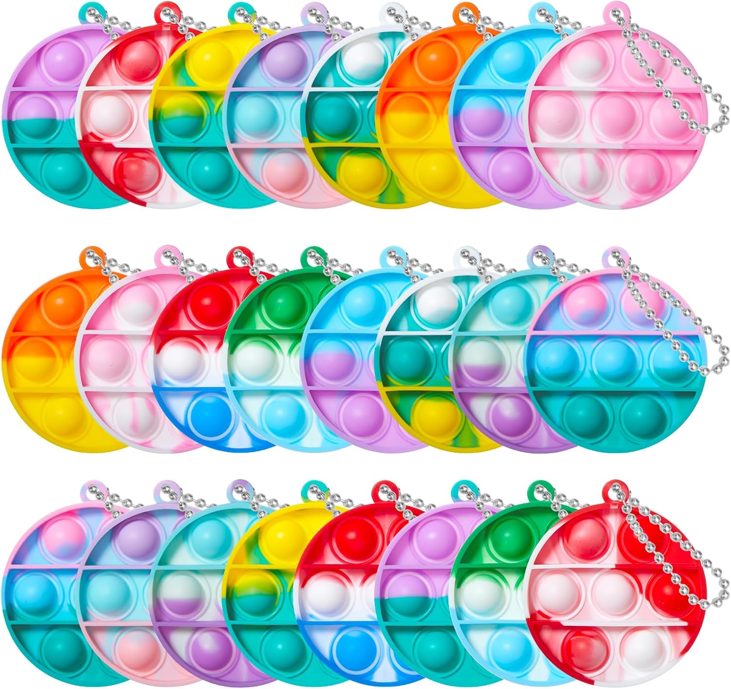 TOANWOD 24PCS Pop Fidget Toys Party Favors for Kids: Goodie Bags Stuffers Stocking Stuffers - Bulk Pop Keychain Carnival Treasure Prizes - Mini Toys Treasure Box for Kids Classroom