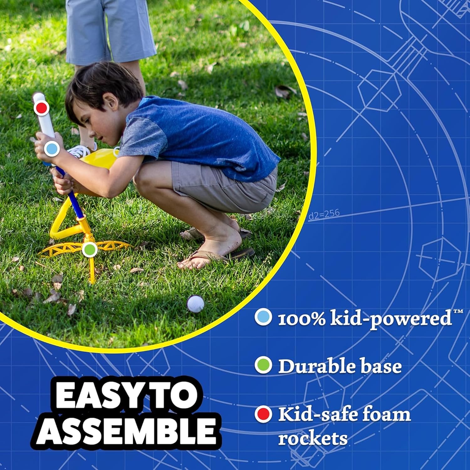 Stomp Rocket Jr Glow Rocket Launcher for Kids - 4 Glow-in-The-Dark Rockets - Outdoor Fun Toy Gift for Boys & Girls - STEM Soft Foam Blaster Set Soars Up to 100 Feet - Ages 3 & Up - Image 6