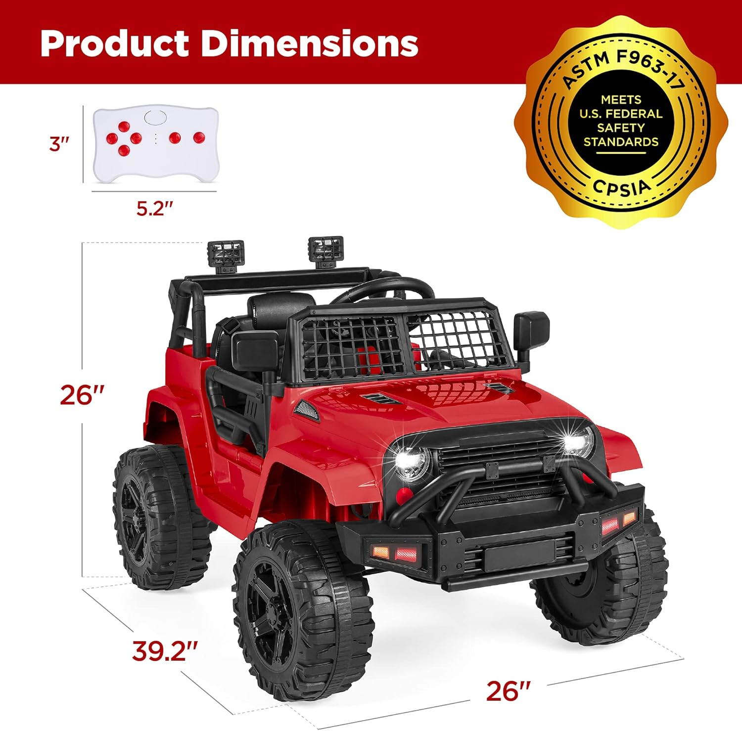 Best Choice Products 12V Kids Electric Vehicle Toy Ride On Car with Parent Remote Control for Toddlers, Seat Harness, 61 lbs Weight Capacity, Locking Doors, Spring Suspension, Bluetooth - Red - Image 7